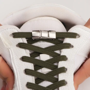 New Press Lock Връзки за обувки без връзки Издръжливи спортни гумени връзки за обувки Еластични дантели Маратонки Детски апартаменти за възрастни Без вратовръзка Връзки за обувки