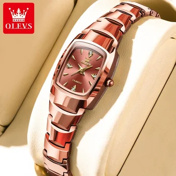OLEVS 7006 Волфрам стомана каишка моден часовник за жени водоустойчив кварц жени ръчен часовник