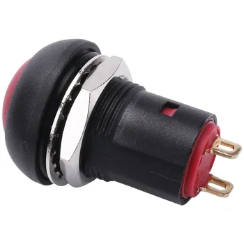 On-Off заключване водоустойчив 12mm бутон превключвател SPST 2A IP67, червен