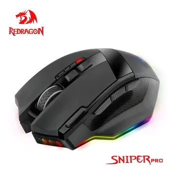 REDRAGON Sniper Pro M801P RGB USB 2.4G безжична геймърска мишка 16400DPI 10 бутона програмируеми ергономични за геймър мишки лаптоп PC