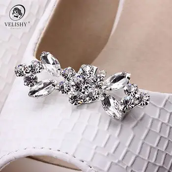 Rhinestone Щипка за обувки Копринено цвете Декорации за обувки Лъскави декоративни клипове Чар ключалка сватбена брошка булка