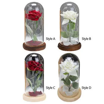 Rose Flower подарък за жени Валентин ден декорация Свети Валентин Подаръци за нея завинаги Вечна роза в стъклен купол със светлини