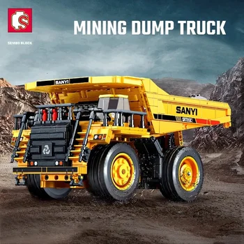SEMBO City Engineering Mining Dump Truck Модел на строителни блокове Техническо строителство Превозно средство Автомобилни тухли Играчки за детски подаръци MOC