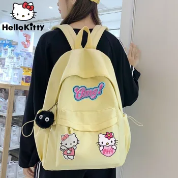Sanrio Hello Kitty карикатура бродерия жени раница Y2K Preppy пикантен момиче рамо чанта мода голям капацитет студент ученическа чанта