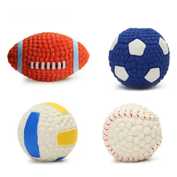 Soft латекс писклив звук куче топка играчки каучук Rubgby футбол баскетбол интерактивни играчки почистване зъб нетоксичен тренировка топка