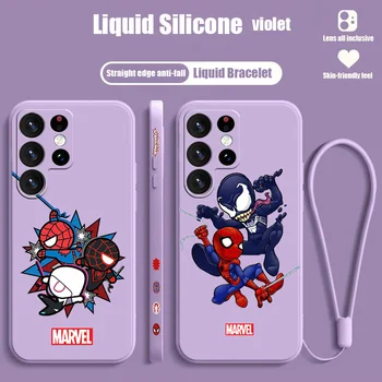 Spider-Man Venom телефон случай за Samsung S23 S22 S21 S20 Fe S10 бележка 20 Ultra Lite плюс течност ляво въже капак
