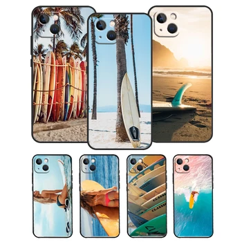 Summer beach surfboard surfing Калъф за телефон за iPhone 14 13 12 11 Pro Max Mini XS X XR 6 7 8 Plus SE 2020 Калъф за меки корици