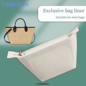 TINBERON Организатор за чанти Филц кърпа вложка чанта козметична грим чанта бяла чанта за съхранение за MINI слама чанта изключителна чанта лайнер