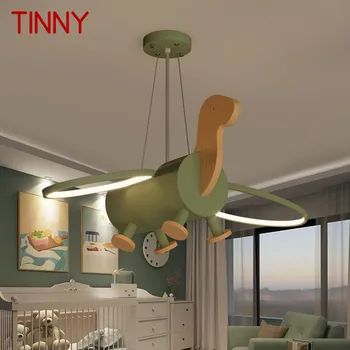 TINNY Детска динозавърска висулка лампа LED творческа зелена анимационна светлина за детска стая детска градина с дистанционно управление