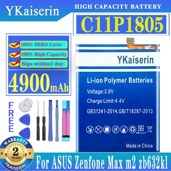 YKaiserin За ASUS батерия C11P1805 За ASUS Zenfone MAX (M2) X01AD ZB632KL ZB633KL 4900mah батерия за мобилен телефон + инструменти