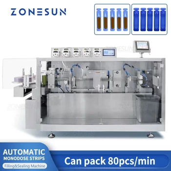 ZONESUN Автоматична монодозова лента Машина за пълнене и запечатване на течности