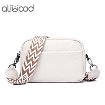 aliwood 2023 Нова естествена кожа Дамски чанти Клапа дизайнер чанта крава кожа дами рамо чанта качество жени Crossbody чанти