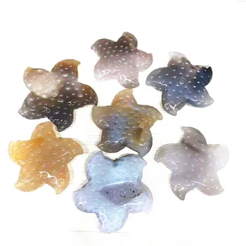 Ахат Геод Морска звезда Естествени кристални лечебни камъни за Коледа
