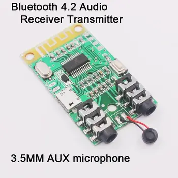 Безжичен стерео Bluetooth 4.2 аудио приемник предавател 2in1 3.5MM AUX микрофон мощност 5V ИЛИ USB За слушалки Усилвател на високоговорители