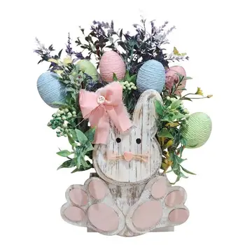 Бъни плантатор дървени пролет Великден зайче цвете ваза прекрасен животински ваза за дома офис бюро декор цвете притежателя колекционерски