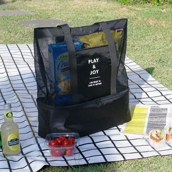 Висок капацитет жени окото прозрачна чанта двуслойни топлина запазване големи пикник плажни чанти