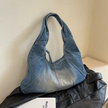 Дамска пазарска платнена чанта Шевни конци Чанта за рамо с голям капацитет Чанта за пътуване на жени Чанта за пазаруване Дамска чанта