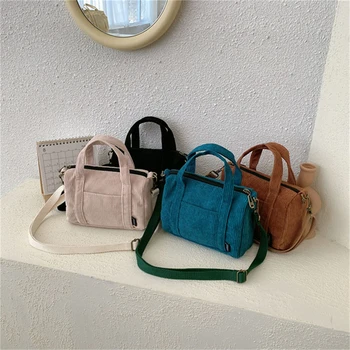 Дамски мини кадифе рамо чанта женски плътен цвят платно чанта цип Totes дами случайни чантата кърпа торбичка за момиче