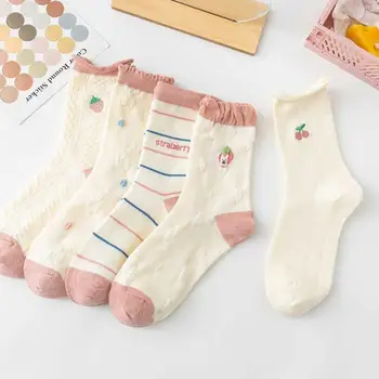 Дишащи детски чорапи Уютен карикатурен печат Дамски зимни чорапи с противоплъзгаща еластична абсорбираща пот мека средна тръба за топлина