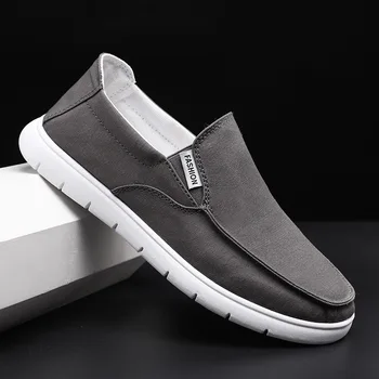 Дишащи платнени обувки Мъжки мокасини 2021 Пролет лято ежедневни обувки плоски приплъзване мъжки обувки кърпа високо качество KA1323