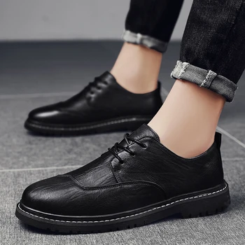 Ежедневни обувки Мъже дантела нагоре Оксфордска мода Марка Най-високо качество 2023 нов Brogue Удобни модни обувки Мъже Кожени обувки