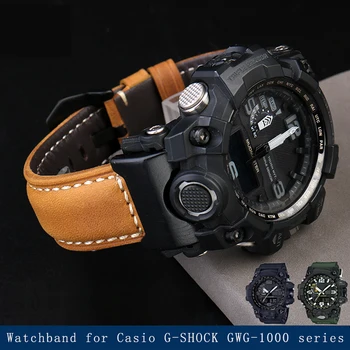 Естествена кожа каишка за часовник Casio G-SHOCK Big Mud King GWG-1000 / GB серия модифициран ретро кожа часовник аксесоари колан