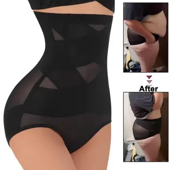 Жени Butt Lifter Shapewear Hi-Waist Panty Double Tummy Control Body Shaper Slim Body Shaping Briefs Panties For Sexy Women
