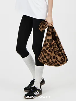 Зимна леопардова платнена чанта, ежедневна и небрежна стилна широка презрамка с голям капацитет и персонализирана ежедневна чанта