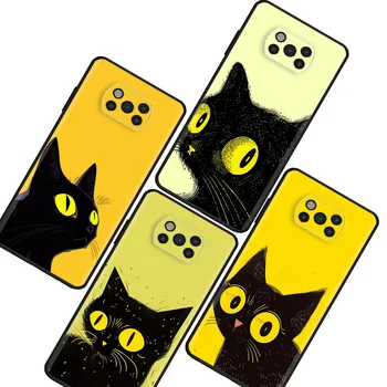 Калъф за телефон за Xiaomi Mi Poco X3 NFC X4 Pro Soft Shell M3 M4 F4 C40 F1 F3 GT M5 C51 TUP силиконов капак сладък черна котка
