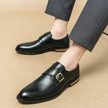 Класическа мода Челси кожени обувки мъжки ниско нарязани Oxfords официално сватбено парти офис бизнес случайни рокля дебели подметки обувки
