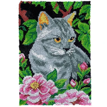 Комплекти за заключване на куки за възрастни, цветно отпечатана котка DIY занаяти ръкоделие изкуства килим за шиене килим за декорация на дома фестивал подарък