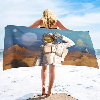 Космически астронавт Плажна кърпа Пътуване Плажен басейн и кърпи за баня Извънгабаритни кърпи Леки компактни плажни аксесоари