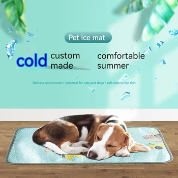 Куче охлаждане лятна подложка куче дишаща анти-хапка одеяло котка лед коприна плат хладно спален тампон диван куче кола подложка куче легло