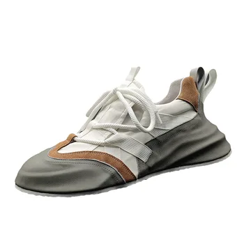 Луксозен дизайн Мъжки ежедневни обувки Естествена кожа Дебела подметка Външни спортни обувки Модни модерни младежки маратонки Tenis Zapatos