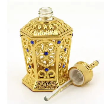 Луксозен подарък за метална декорация Арабски стил Мини антични бутилки с капкомер Етерични масла Бутилка за парфюм Бутилка за многократна употреба