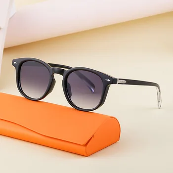 Луксозна марка дизайнер кръгли слънчеви очила жени за мъже мъжки модерен слънчеви очила мода реколта пънк дами нит шофиране нюанси