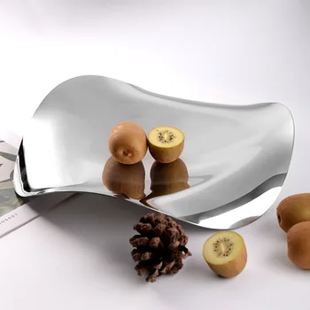 Луксозна скандинавска декоративна плоча Тава за съхранение на плодове от неръждаема стомана Купа за закуска за бонбони Сребърни Sundries Дрънкулки ястия Сватбен подарък