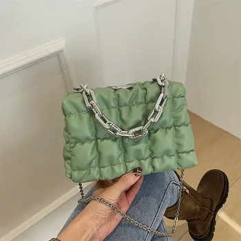 Луксозни малки Pu кожа дебела верига чанти рамо чанти дизайнер дами Crossbody кутия чанти за жени мода пратеник чанта