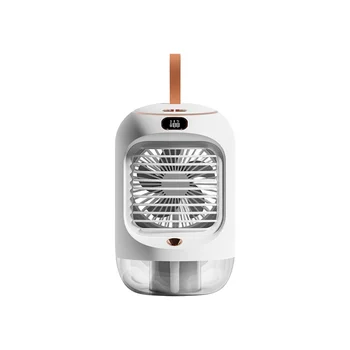 Машина за студена вода Въртяща се овлажняване Студен вентилатор Мини настолен вентилатор за клатене на главата USB зареждане Нощен светлинен вентилатор Бял