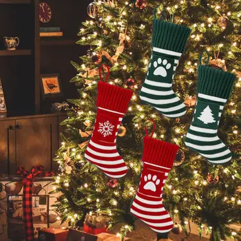 Меки удобни коледни чорапи празнична снежинка дизайн плетени чорапи за коледно дърво камина декорация за парапети