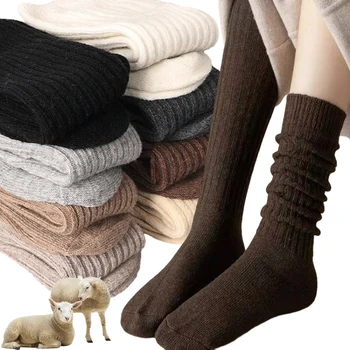 Мода жени дълги чорапи Harajuku памук есен зима топло бедрото чорапи плътен цвят райета над коляното високо прасеца чорапогащник