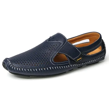 Модни мъжки обувки Ежедневни марки Slip-On Summer Designer Мокасини Мъжки мокасини с дупки Дишащи мъжки обувки за шофиране Размер 38-47