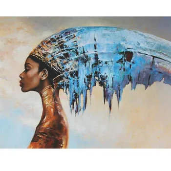 Направи си сам Абстрактно африканска жена изкуство диамант живопис кръстат бод пълен квадратен кръг бормашина кристал мозайка сватбена декорацияZP-4161
