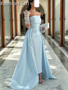 Огледална рокля елегантна реколта сладки сини волани ръкавици без презрамки секси персонализирани официален повод абитуриентски рокля вечерно парти рокли