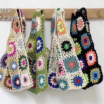 Популярни пролет лято дамски чанти мода етнически модел ръчно тъкани чанта луксозен дизайнер чанта случайни вълна чанта за жени