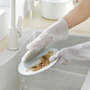 Почистващи ръкавици Водоустойчив /лилав/сив Ръкавици за миене на съдове Домакински инструменти за почистване Кухненски ръкавици Почистване на домакинството Pvc
