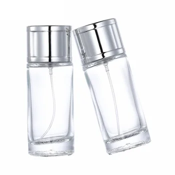 Празен парфюм прозрачна стъклена бутилка 20ml 30ml 50ml 10Pieces кръгла форма Parfum флакони Silver Spary помпа опаковка контейнер козметични