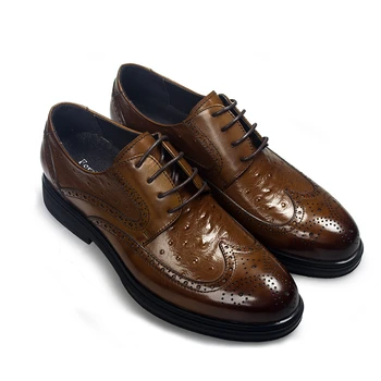 Пролет и есен Нови мъжки официални обувки от естествена кожа дебел единствен блок издълбани бизнес ежедневни обувки