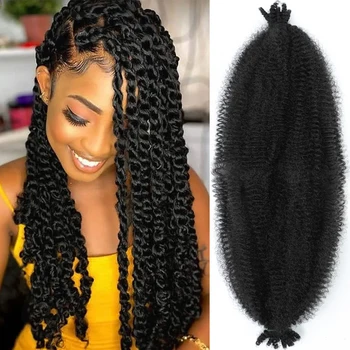 Пружинираща афро туист коса за пеперуда Faux Locs плетене на една кука коса извратен обрат Марли плетене коса деца коса разширения за деца