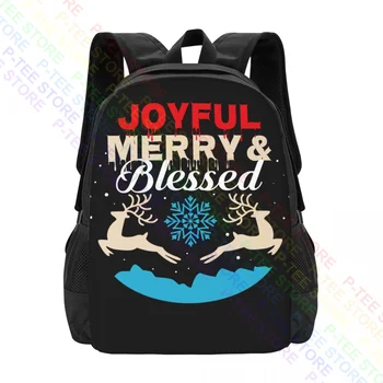 Радостна весела благословена Коледа елени SnowBackpack голям капацитет сгъваема плажна чанта